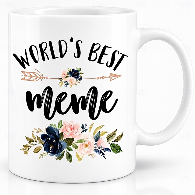 World's Best Meme Mug, Floral Grandma Coffee Cup, Funny and ...