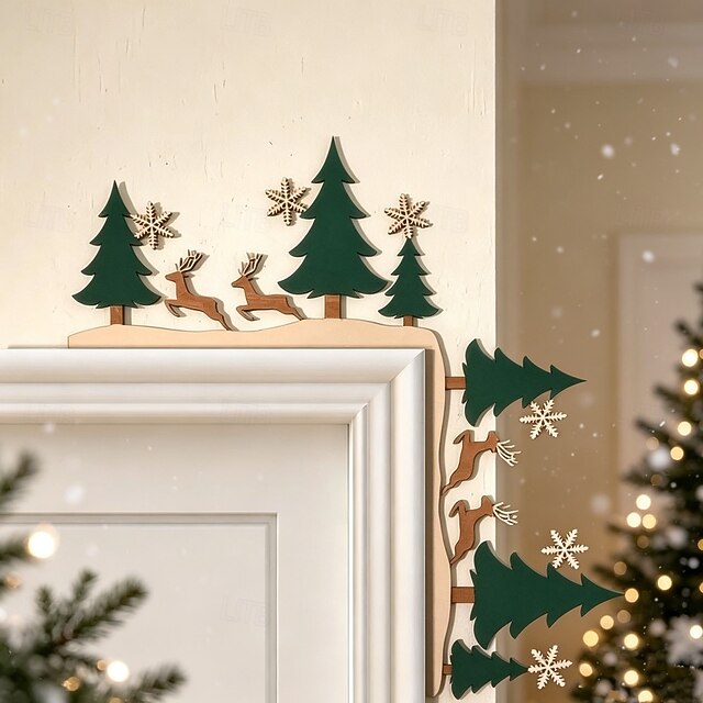 Christmas Wooden Door Topper, Santa Claus Camera Door Frame Corner ...