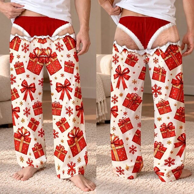 Christmas Funny Gifts Pajama Pants Plaid Santa Claus Spooky Prank ...