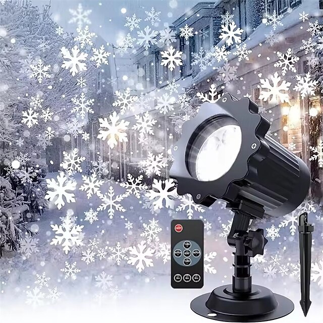 Christmas Snowflake Projector Lights with Remote Control, Outdoor LED ...