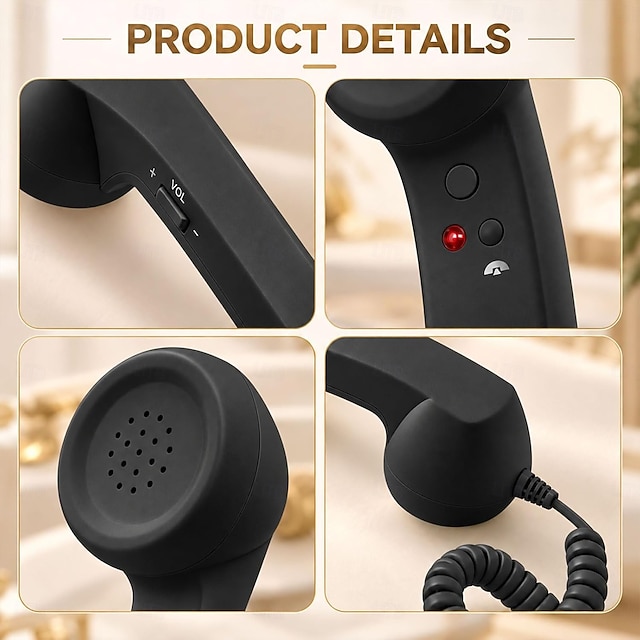 Retro Telephone Handset for Smartphone, Plug and Talk Wired Phone ...
