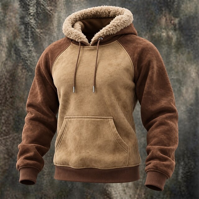 Men's Hoodie Fleece Hoodie Fleece lined Hoodie Blue White Khaki Pink ...