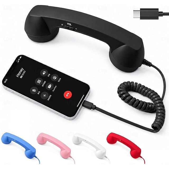Retro Telephone Handset for Smartphone, Plug and Talk Wired Phone ...