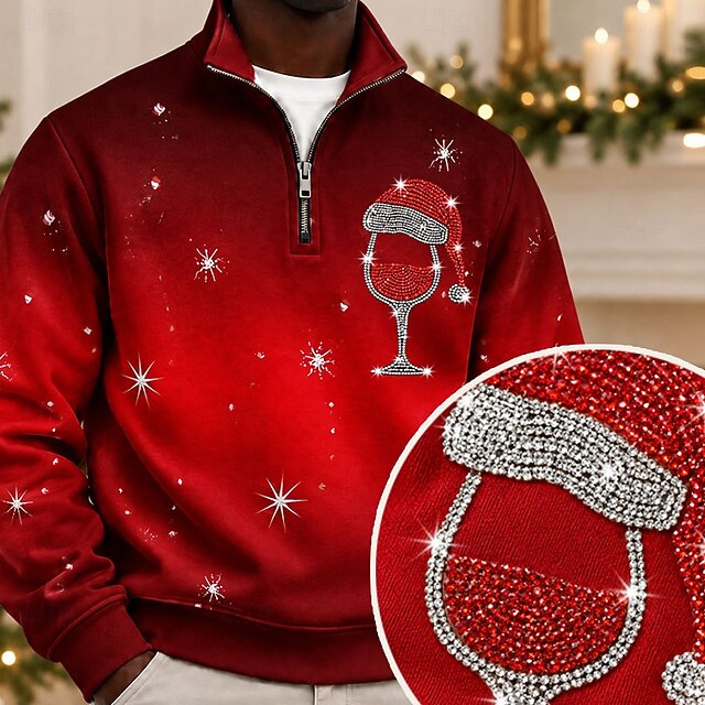 Christmas Men's Christmas Scene Rhinestone Sweatshirt Cool Daily ...