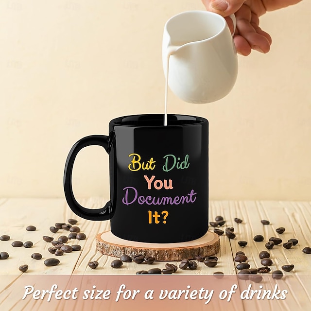 Funny Quote Black Ceramic Coffee Mug, Colorful Typography Drinking Cup ...