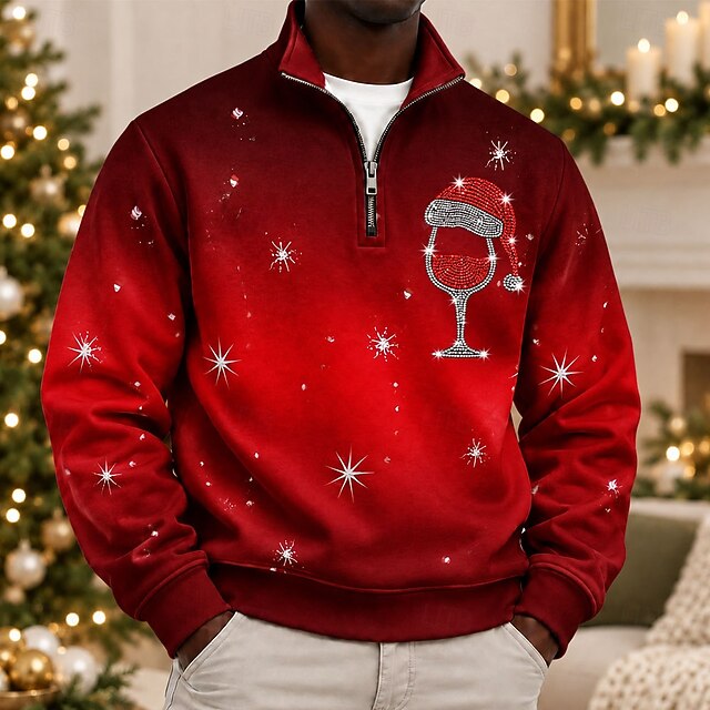 Christmas Men's Christmas Scene Rhinestone Sweatshirt Cool Daily ...