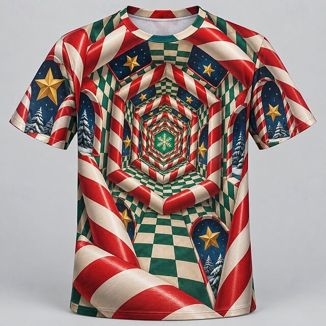 Christmas Men's Christmas Tree T Shirt Short Sleeve T shirt 3D Print ...
