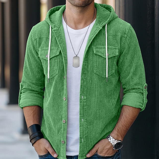 CordHeritage Men's Shirt Texture Casual Shirt Corduroy Shirt Button Up ...