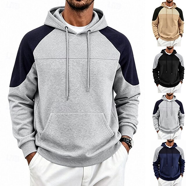 Men's Jacquard Hoodie Pullover Hoodie Sweatshirt Fleece Hoodie Khaki ...