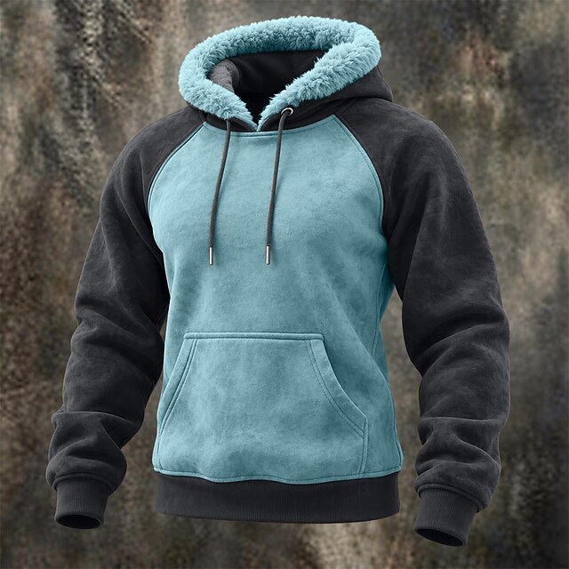 Men's Hoodie Fleece Hoodie Fleece lined Hoodie Blue White Khaki Pink ...