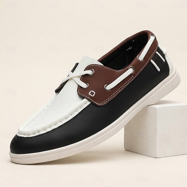 Men's Boat Shoes Slip-On Casual Loafers with Two-Tone Design and Moc ...