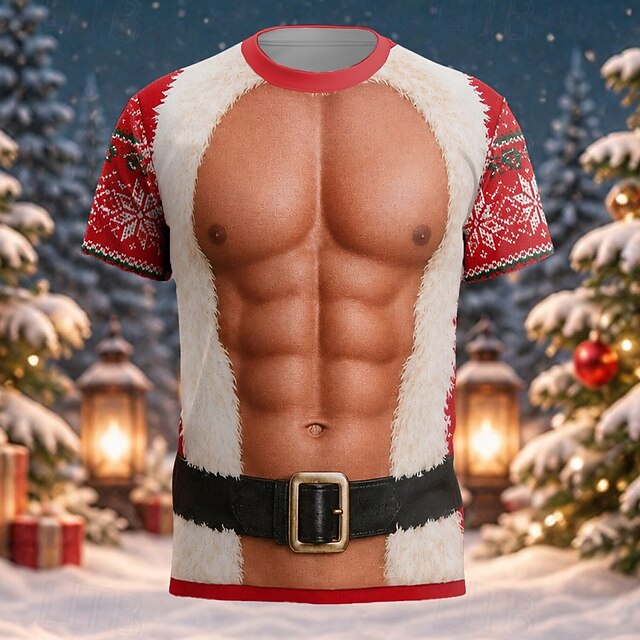 Christmas Men's Christmas Costume T Shirt Short Sleeve T shirt 3D Print ...