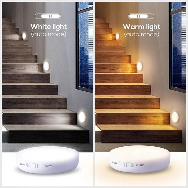 1pc Motion Sensor Lights Indoor Wireless LED Rechargeable magnetic stick on Wall Night Light Battery Operated USB Charging Stair Corridors Closet Kitchen Light Under Cabinets Light 13