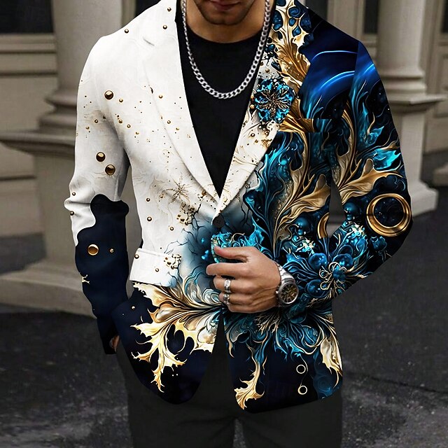 Men's Graphic Long Sleeve Turndown Party Evening Wear Daily 3D Print Buttons Multi Pocket4