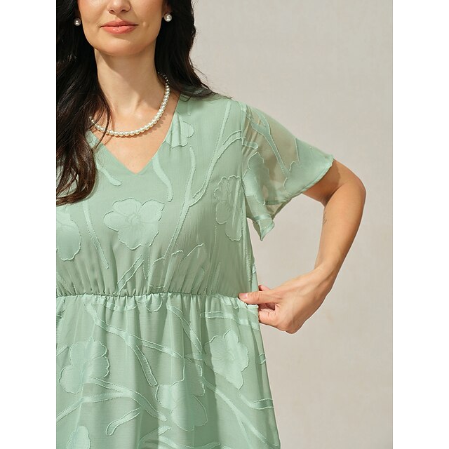 Women's Maxi Dress A Line Dress Elegant Formal Flutter Sleeve Wedding Guest Cocktail Party Regular Fit Plain Short Sleeve V Neck Sage Green Summer 7