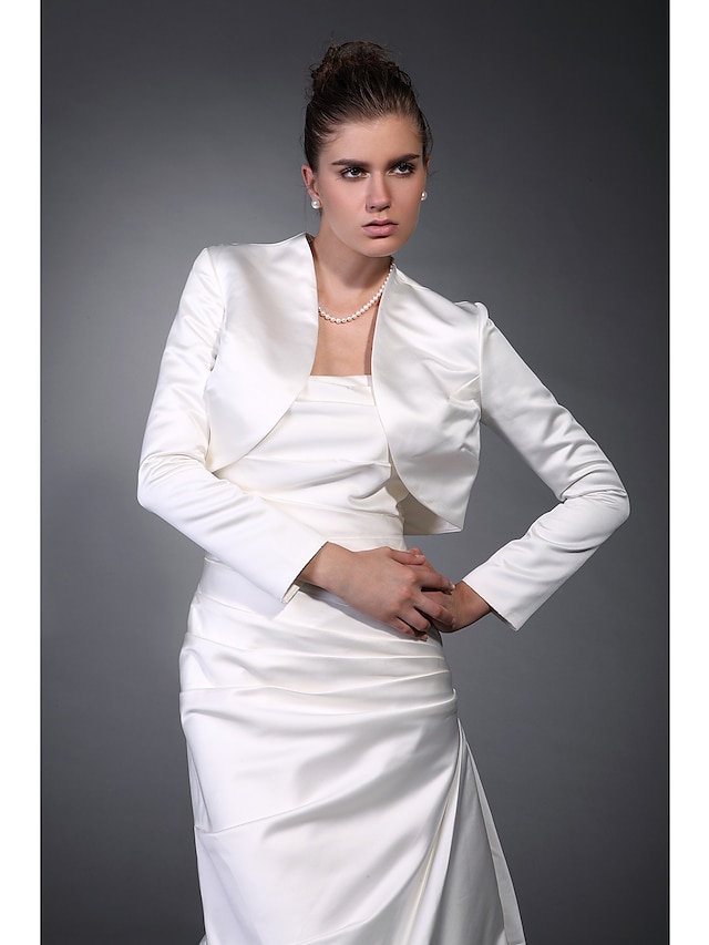  Long Sleeve Coats / Jackets Satin Wedding / Party Evening / Office & Career Wedding  Wraps With