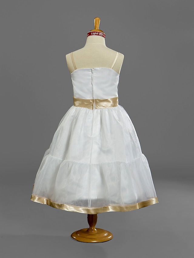 Da principessa Lunghezza tè Abiti da damigella bambina Ricevimento di  matrimonio Organza Senza maniche Con bretelline con Fascia / fiocco in vita  2022 / Autunno / Inverno / Primavera / Estate del 2022 a US $69.99