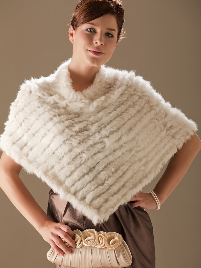  Ponchos Feather / Fur Party Evening / Office & Career Fur Wraps With