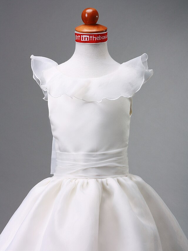  Ball Gown Floor Length Flower Girl Dress First Communion Cute Prom Dress Satin with Bow(s) Fit 3-16 Years