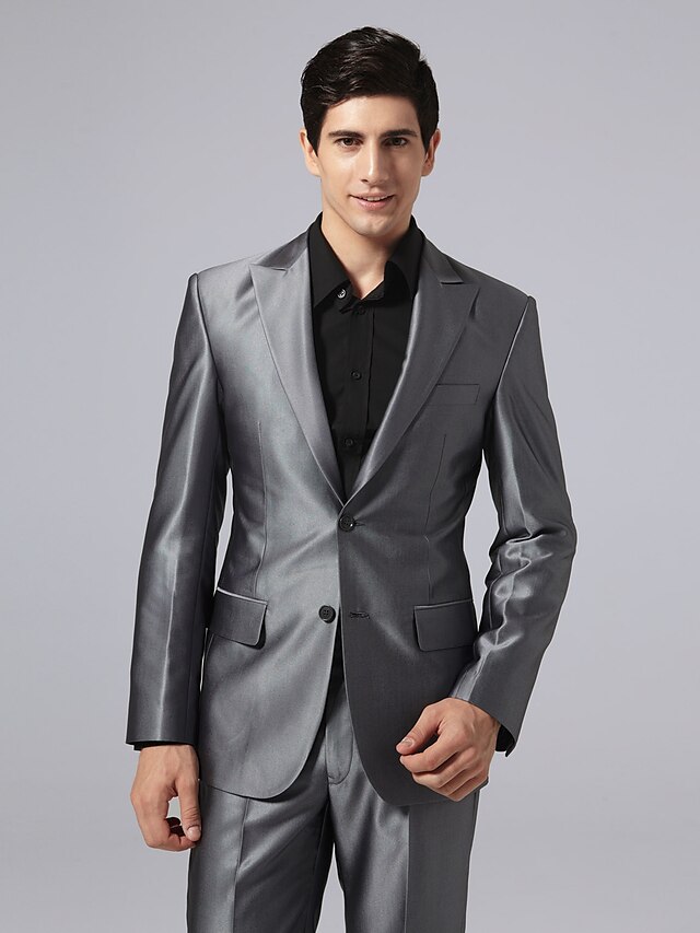  Tuxedos Tailored Fit Peak Single Breasted Two-buttons Polyester Solid Colored