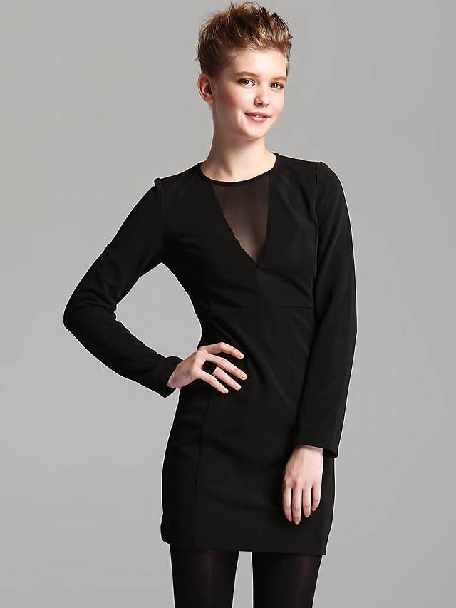  ブラック ドレス - 長袖 冬 ブラック