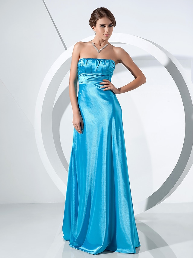  Ball Gown Formal Evening Military Ball Dress Strapless Sleeveless Sweep / Brush Train Stretch Satin with Ruched 2020