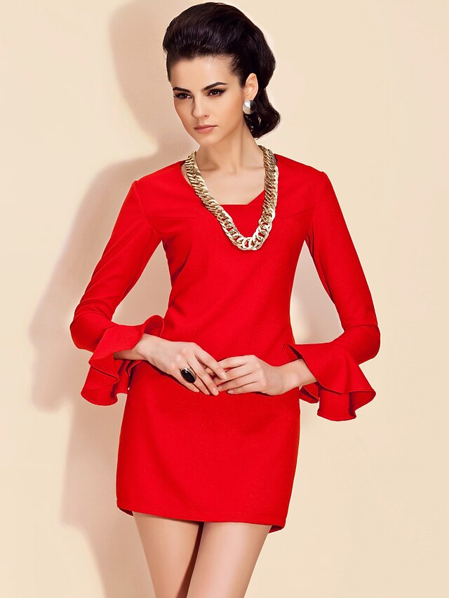 Black Dress Long Sleeve Summer Black Red 2023 US 53.99