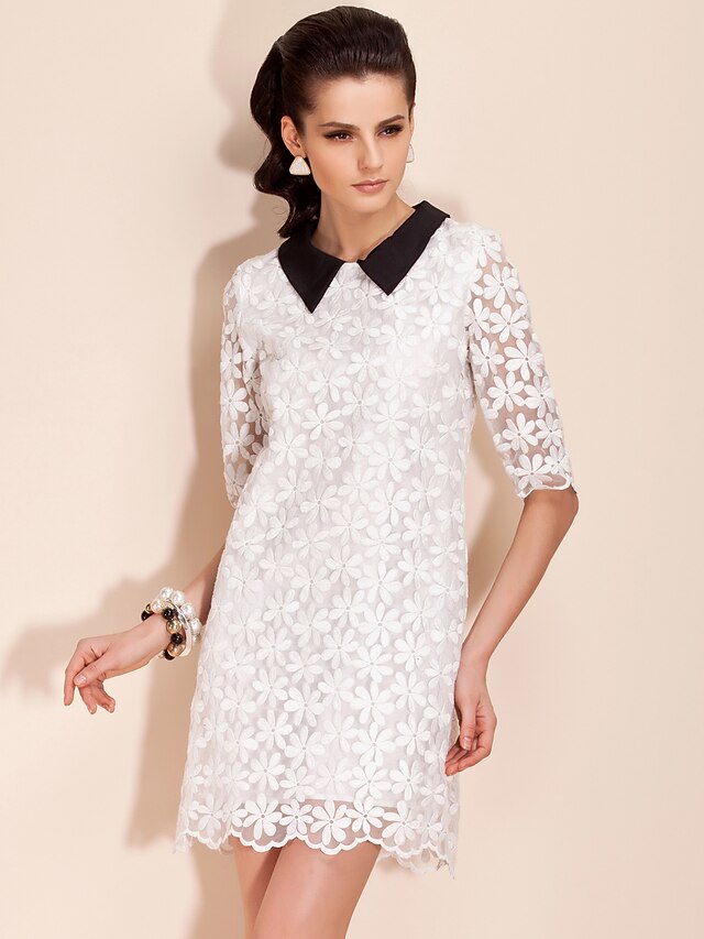  TS Simplicity Floral Lace Collar Dress