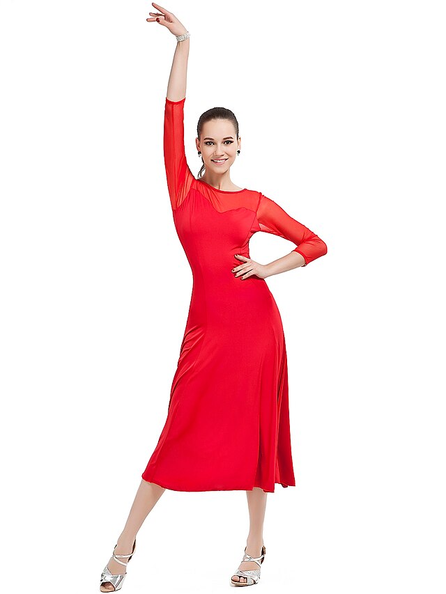  Latin Dance Dresses Women's Training Polyester / Tulle Long Sleeve / Ballroom