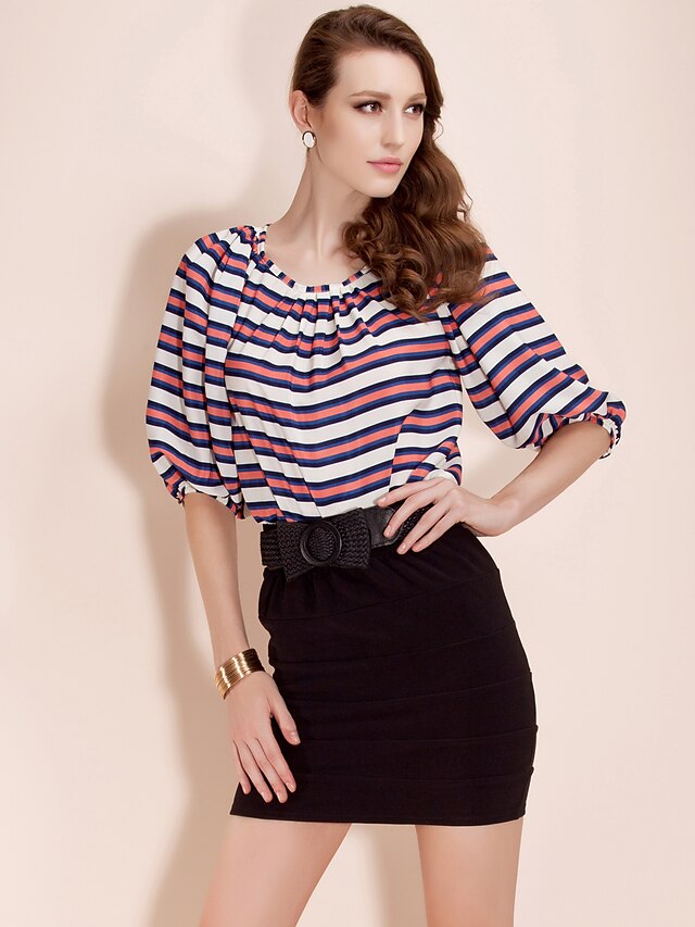  TS Loose Strips Blouse Shirt