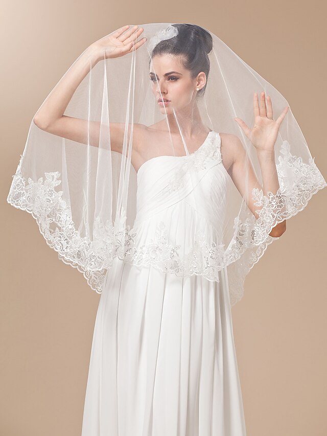  One-tier Tulle With Embroidery Chapel Length Veil
