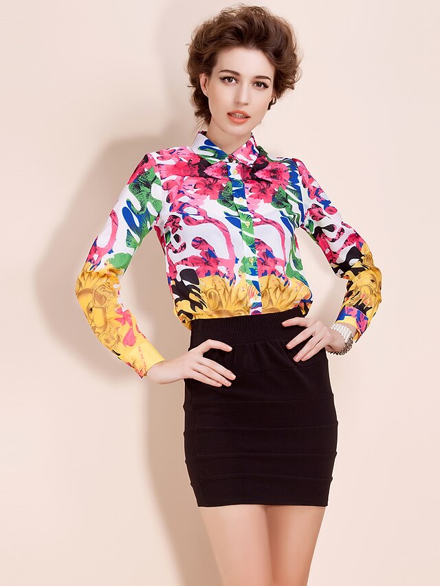  TS Baroque Style Print Button-down Blouse Shirt (More Colors)