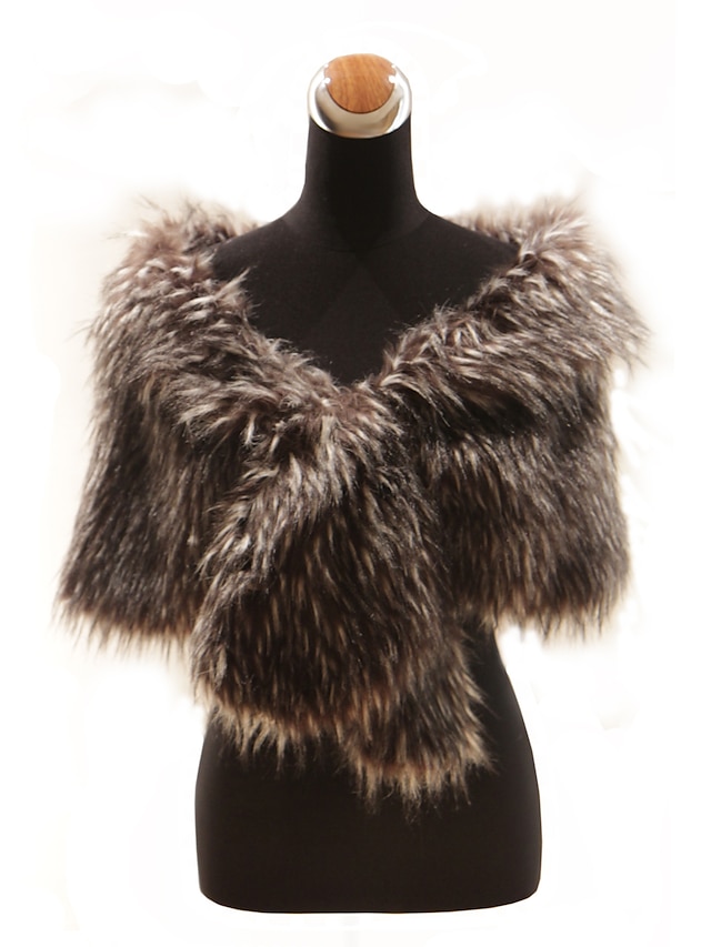  Elegant Long-Haired Faux Fur Fox Fur Special Occasion Shawl (More Colors)