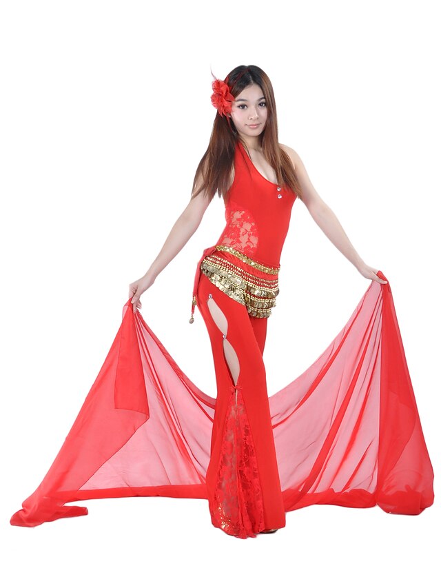  Belly Dance Lace Women's Performance Sleeveless Dropped Crystal Cotton