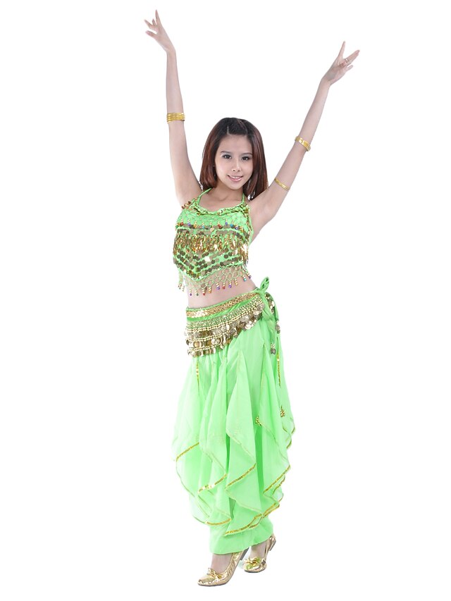 Belly Dance Outfit Belly Dance Coin Beading Womens Performance Sleeveless Natural Chiffonbelly 8302