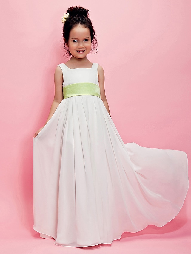  Πριγκίπισσα Μακρύ Φόρεμα για Κοριτσάκι Λουλουδιών Γαμήλιο Πάρτι Χαριτωμένο φόρεμα χορού Σιφόν με Ζώνη / Κορδέλα Κατάλληλο 3-16 ετών