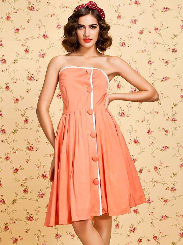  Going out Vintage Dress Summer Pink