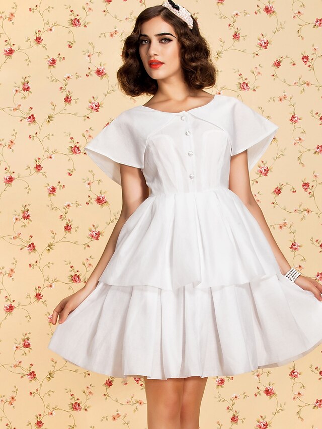  Vintage Dress Summer Cotton White