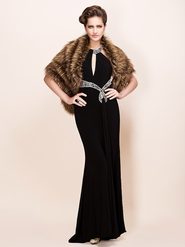  Elegant Long-Haired Faux Fox Fur Party / Evening Shawl / Wrap