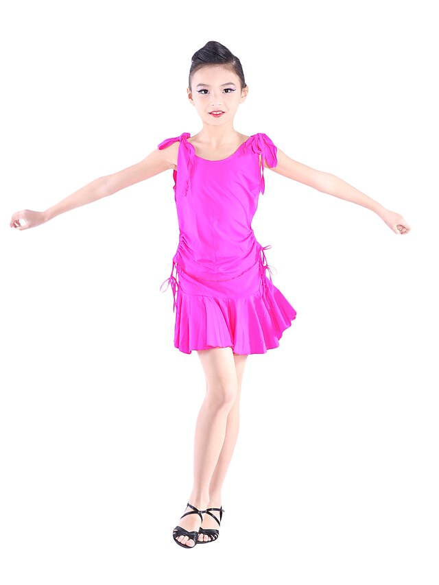  Latin Dance Outfits Performance Spandex Tier Sleeveless Natural