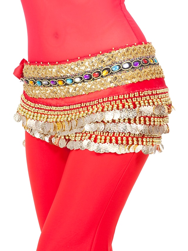 Belly Dance Hip Scarves Women's Training / Performance Polyester Sequin / Coin Natural Hip Scarf