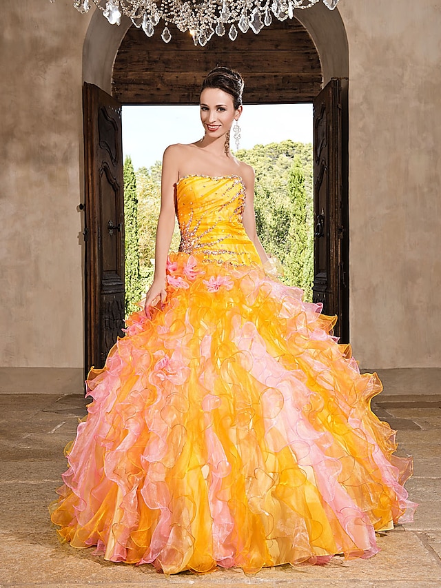  Ball Gown Vintage Inspired Quinceanera Prom Formal Evening Dress Strapless Sweetheart Neckline Floor Length Taffeta with Beading Ruffles Side Draping 2020
