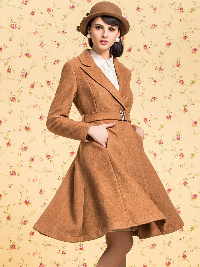  TS VINTAGE Self Belted Ruffle Tweed Coat