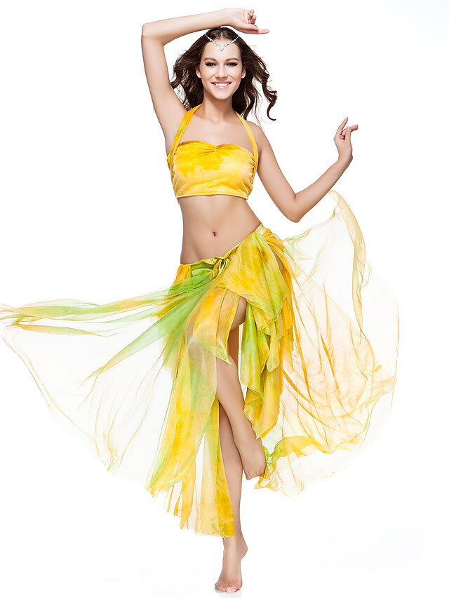  Belly Dance Skirt Women's Training Polyester Tie Dye Dropped Skirt