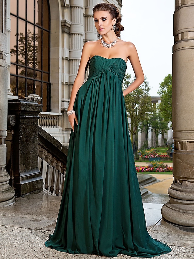 Ball Gown Strapless Sweep / Brush Train Chiffon Open Back Prom / Formal  Evening Dress with Draping / Criss Cross / Ruched by 1478521 2023 – $