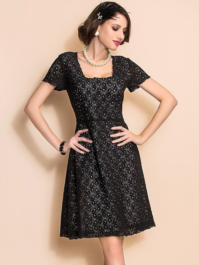  Black Dress - Short Sleeve Vintage Black