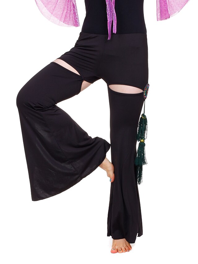  Dancewear Crystal Cotton With Beading/Tassels Performance Belly Pant For Ladies