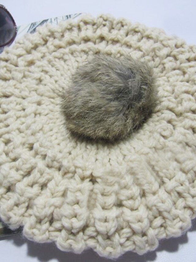  Women's Knit Rabbit Fur Hat