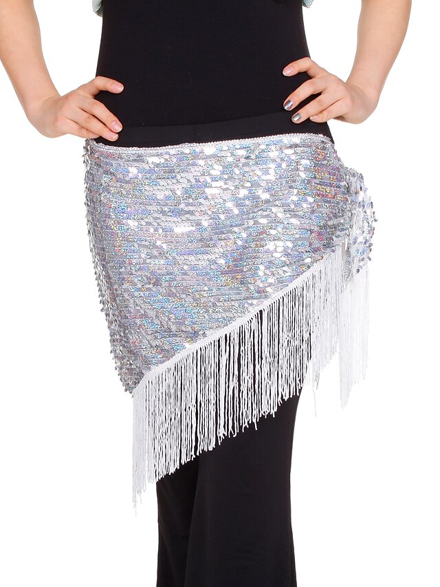  Dancewear Sequined With Tassels Performance Belly Hip Scarf For Ladies More Colors