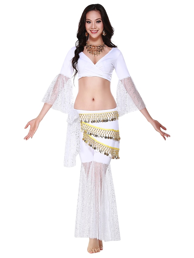  Prestatie dancewear kristal katoen met munten buikdans outfits voor dames meer kleuren